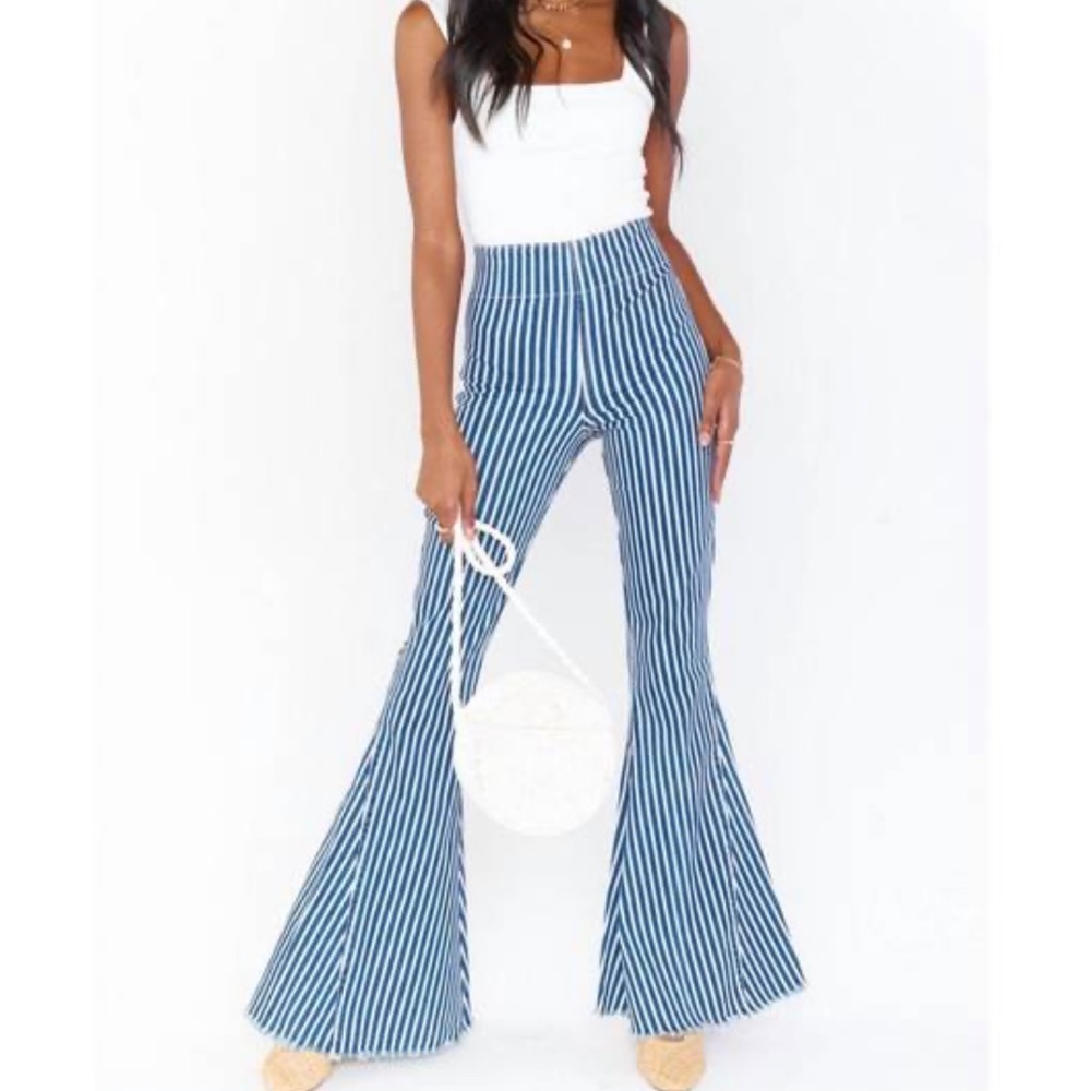 NEW SHOW ME YOUR MUMU berkeley bells pant in blue coast stripe